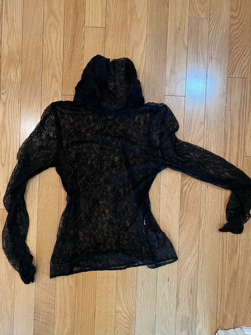 Black Lace turtleneck Long-Sleeve Top